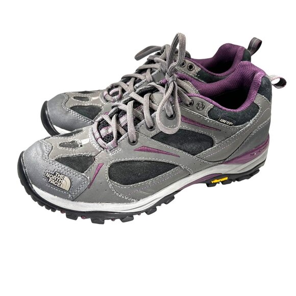 The North Face Gore-Tex Hiking Boots Shoes Gray Purple Vibram Sole Size 9 Trail - Picture 3 of 16